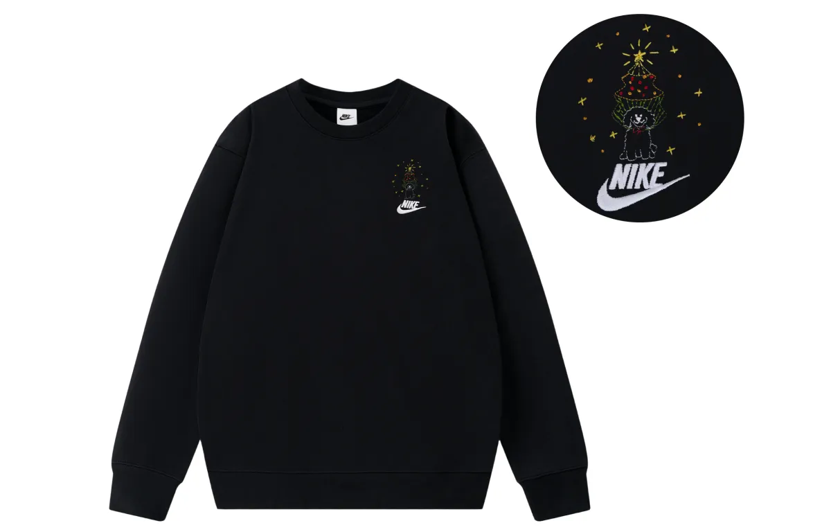 Nike Sweatshirts Unisex Black Crew Neck Thin Straight Fit