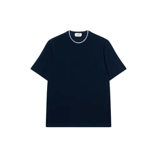 HERMES T Shirts Men's Blue Crew Neck Moderate Straight Fit