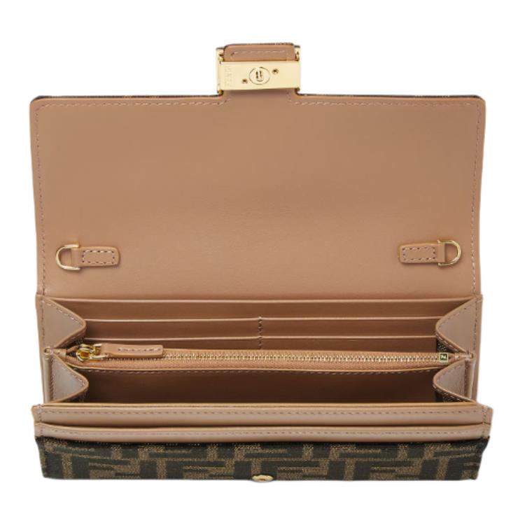 Женская сумка Fendi LogoFF (коричневая) — фото 6