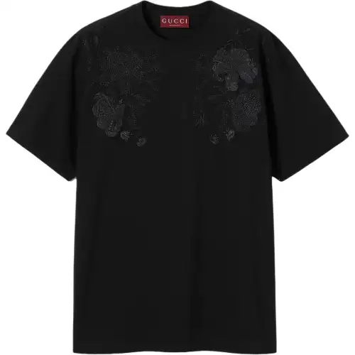 GUCCI T Shirts Men's Black Crew Neck Moderate Straight Fit