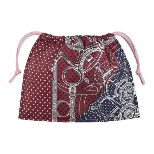 HERMES Pilo Patterned Print Milo Lambskin, Swift Calfskin Clutch Women's 57 Bordeaux Red