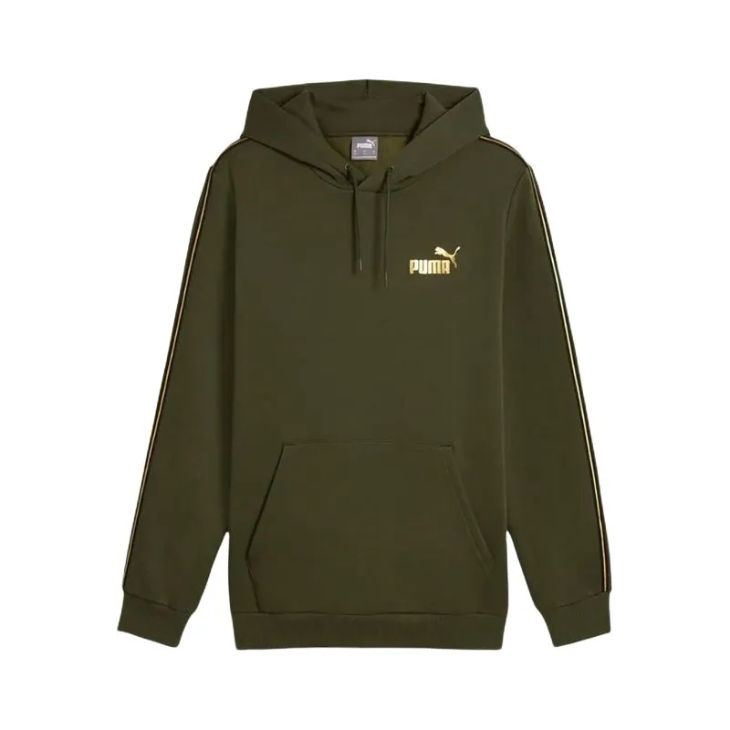 PUMA Sweatshirts Men's Dark Olive Green Hooded Moderate Regular