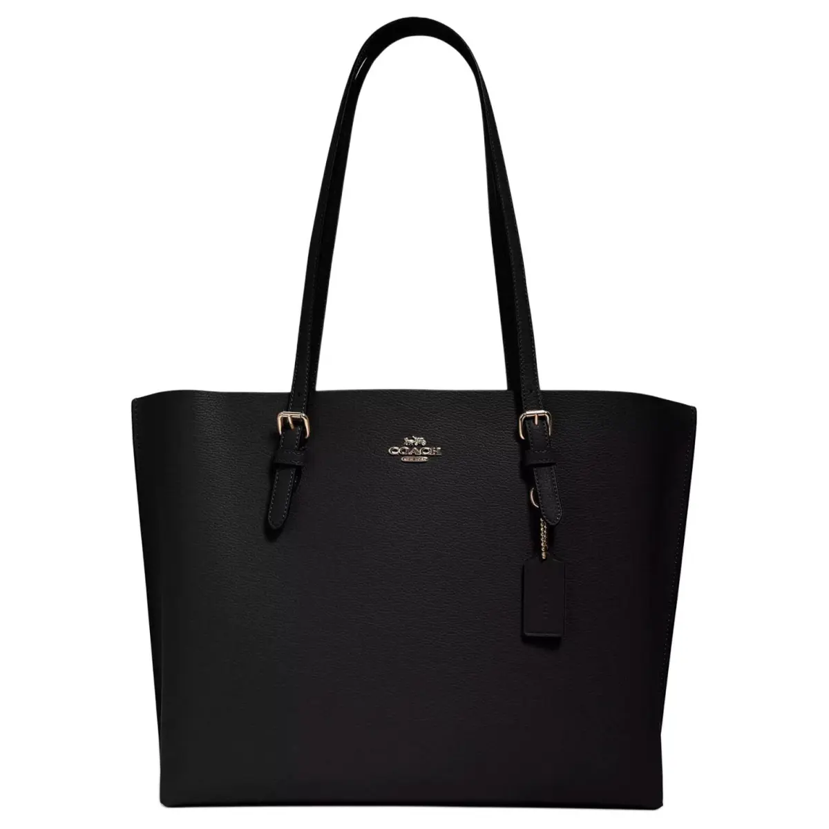 COACH Mollie Leather Tote Bag, Shopping Bag, Handbag, Shoulder Bag 34 Women's Black