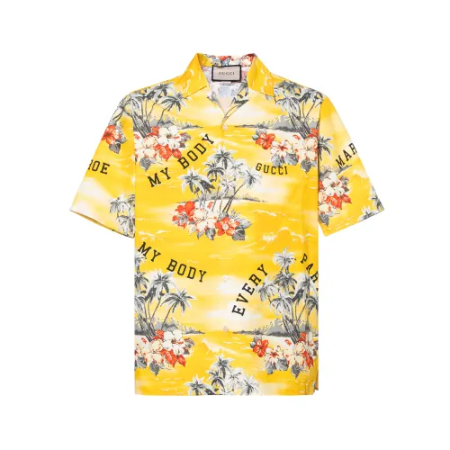 GUCCI Printed Cotton Poplin Bowling Shirt