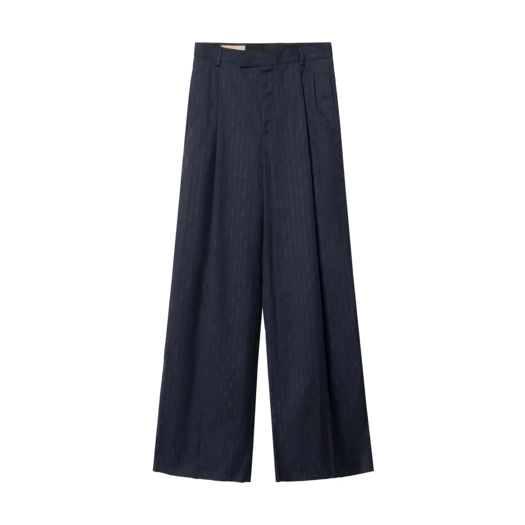 GUCCI Wide Horsebit Striped Trousers