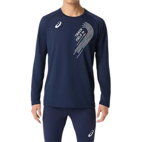 ASICS T Shirts Men's Blue Crew Neck