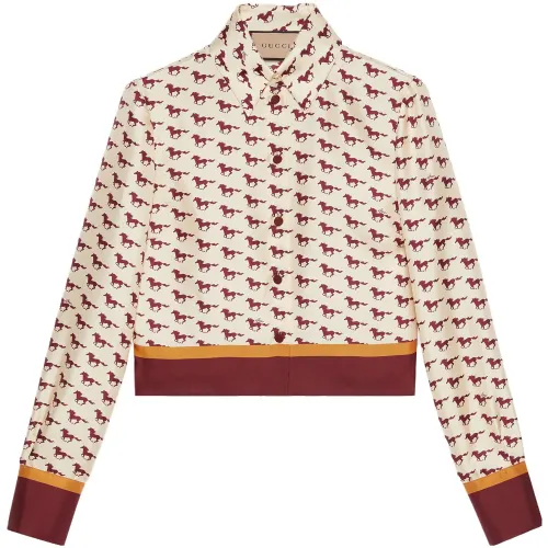 GUCCI Shirts Women's Beige Pointed Collar Moderate Other