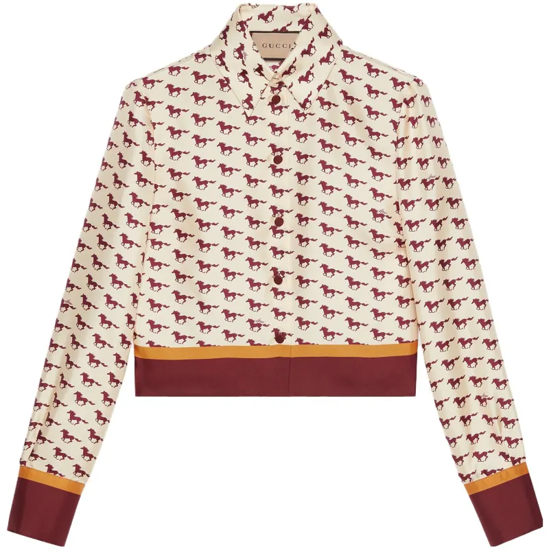 GUCCI Shirts Women's Beige Pointed Collar Moderate Other