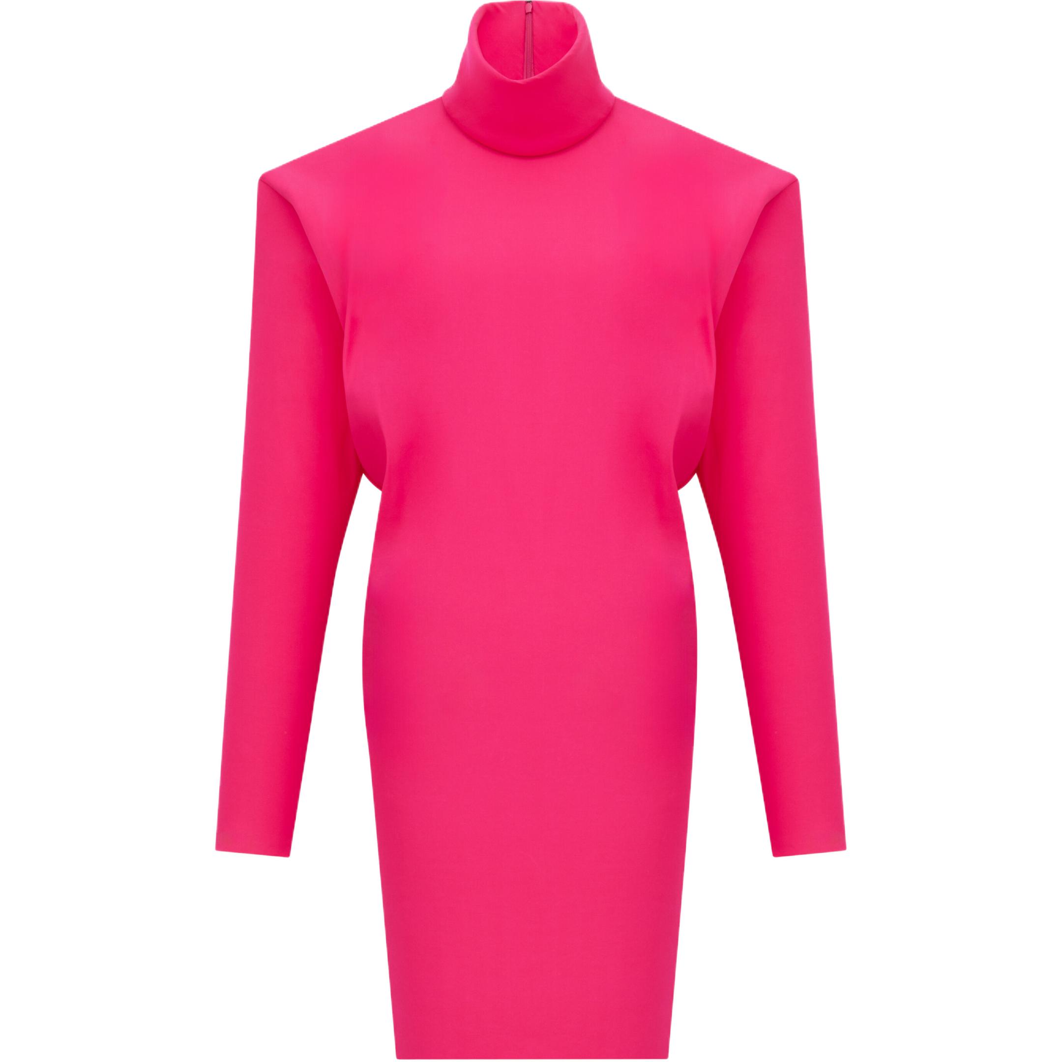 Saint Laurent High Neck Long-Sleeved Boxy Dress