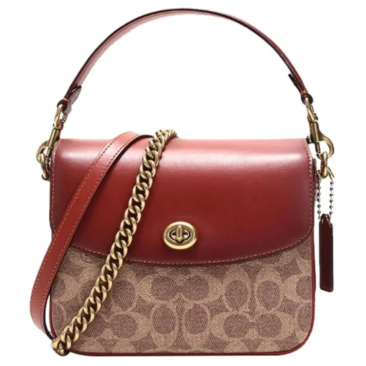 COACH Cassie Canvas With Leather Crossbody Handbag Small Women's Khaki Rust