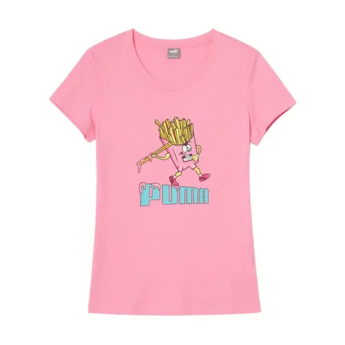 PUMA T Shirts Women's Pink Crew Neck Moderate Other