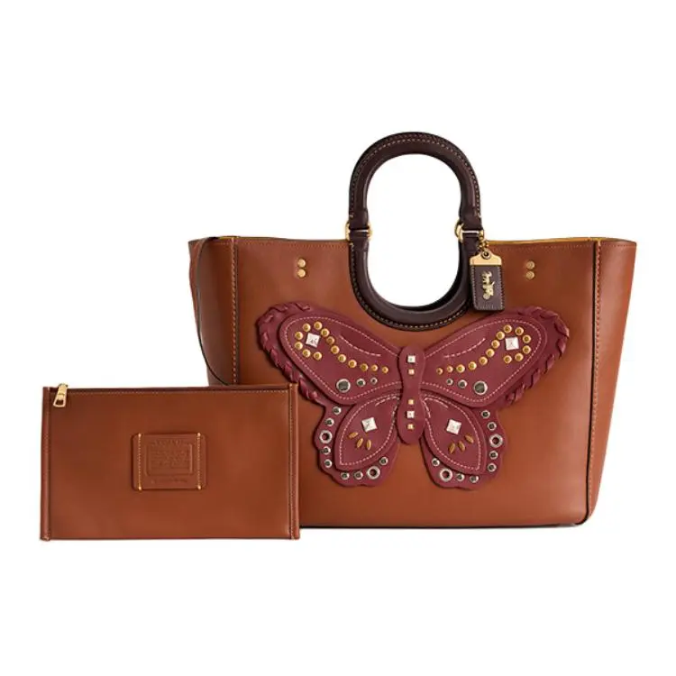 COACH Cow Leather Tote Bag, Shopping Bag, Handbag Large Women's Brown