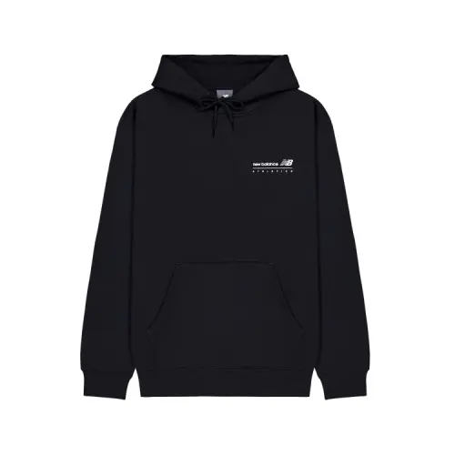 New Balance Fleece Lined Loose Fit Hooded Minimalist Style Comfortable Pullover Sweatshirt Men's Black