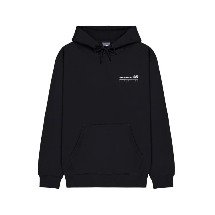 New Balance Fleece Lined Loose Fit Hooded Minimalist Style Comfortable Pullover Sweatshirt Men's Black