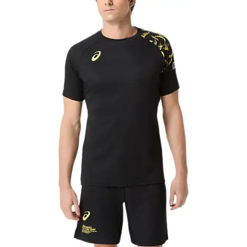 ASICS T Shirts Unisex Black Crew Neck