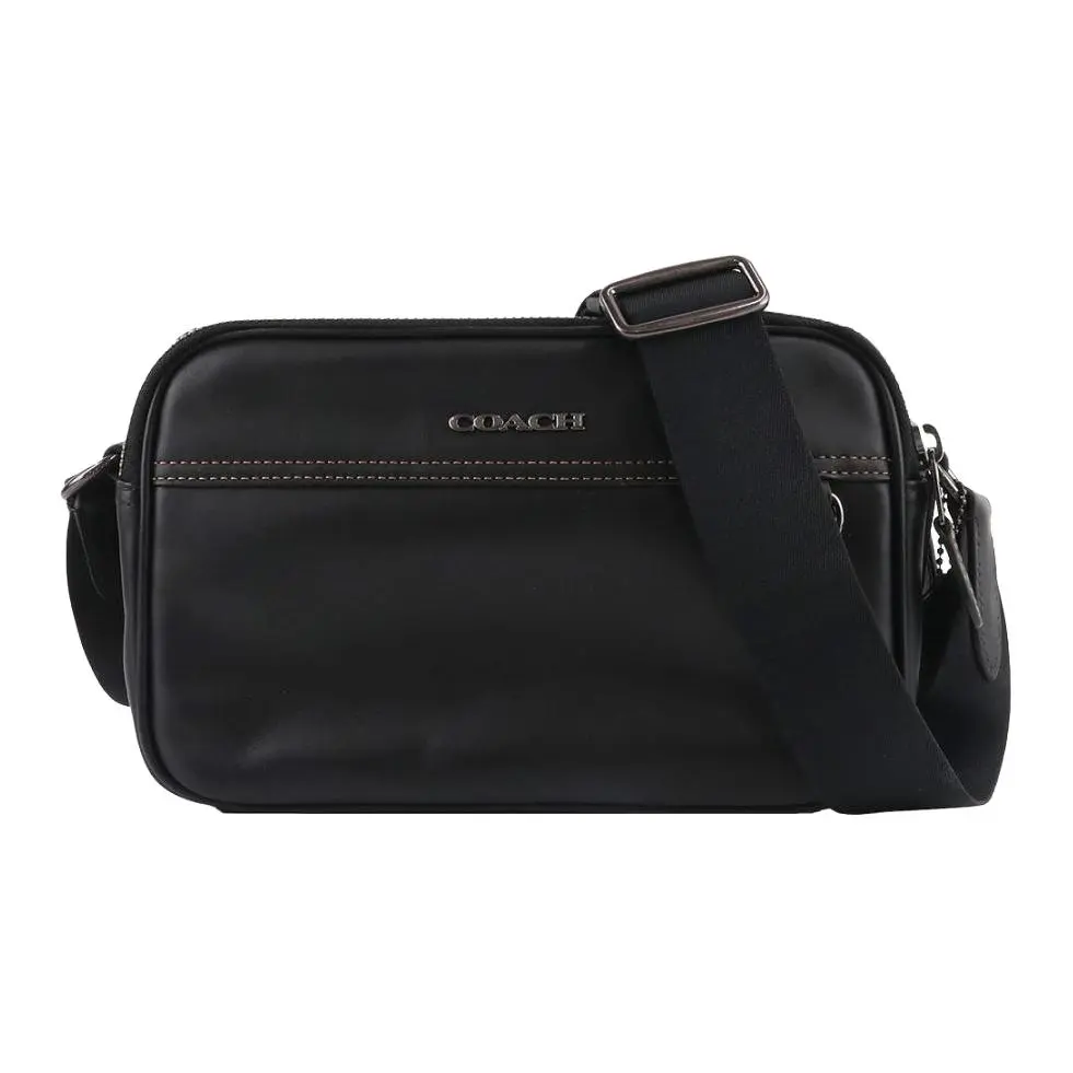 COACH Graham Smooth Cow Leather Messenger Bag, Shoulder Bag, Crossbody Bag Medium Men's Black