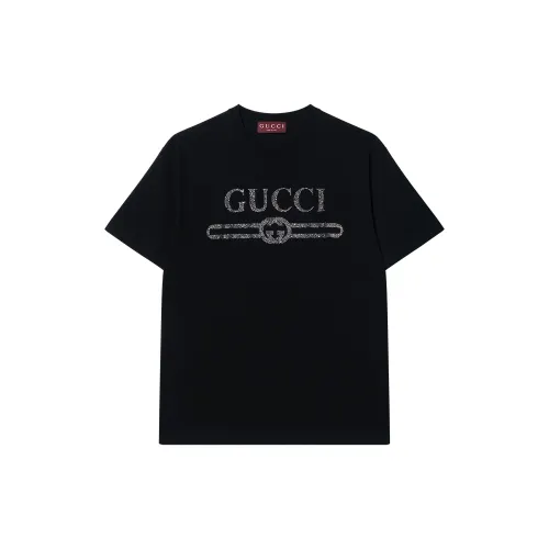 GUCCI T Shirts Men's Black Crew Neck Moderate Straight Fit