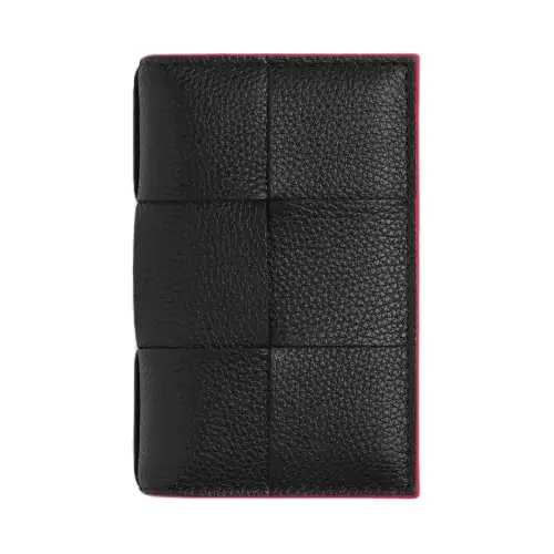 Bottega Veneta Calfskin Card Holder Regular Men's Black/Red