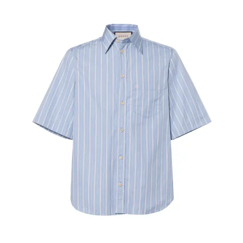 GUCCI Shirts Men's Blue Pointed Collar Moderate Other