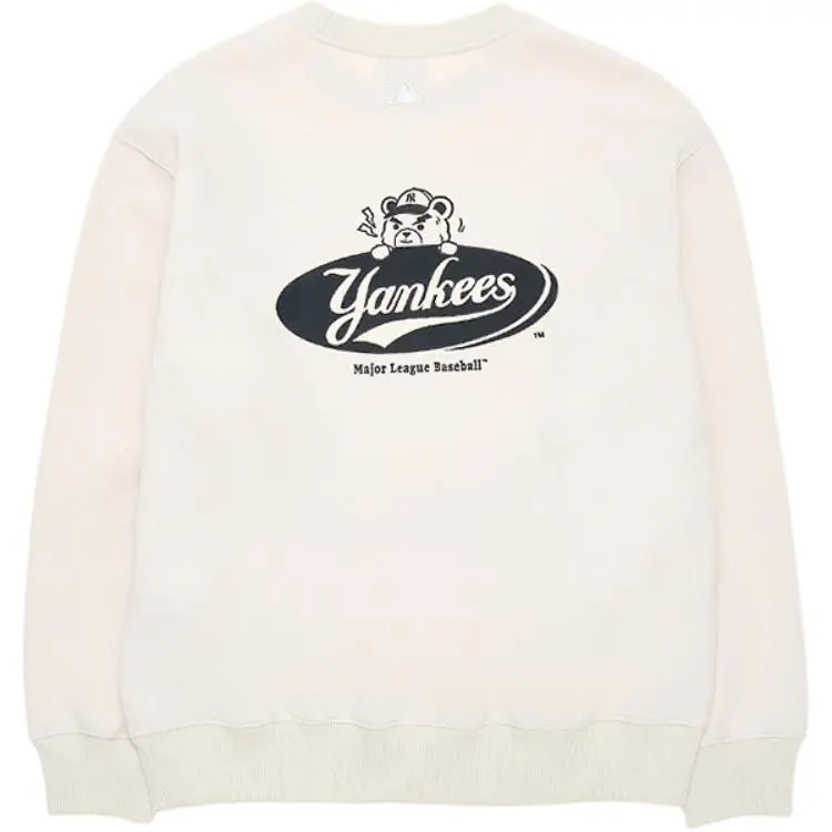 MLB New York Yankees FW25 Fleece Lined Frowning Bear Round Neck Pullover Sweatshirt Unisex