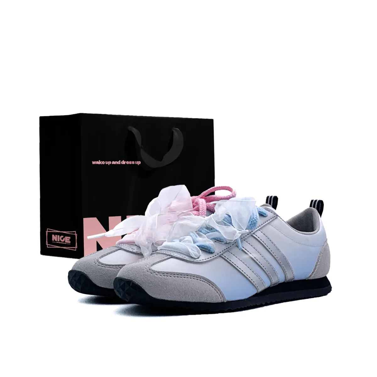 Adidas VS JOG 2.0 Mismatched Illusion Silk Slip Resistant, Abrasion Resistant, Breathable Low top Casual Shoes Unisex