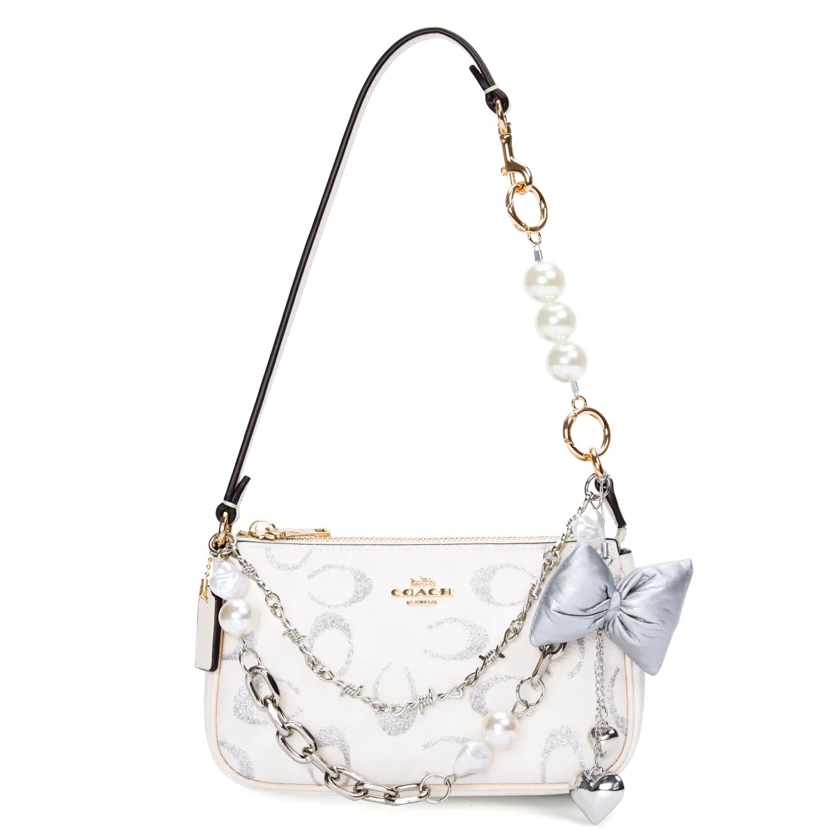 COACH Artificial Leather Underarm Women's Bag Small Women's Sand & Chalk White, Handbag