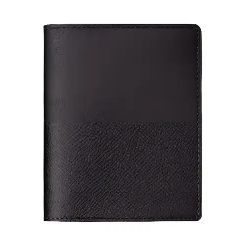 HERMES Manhattan Short Cow Leather Wallet Men's 89 Noir Black