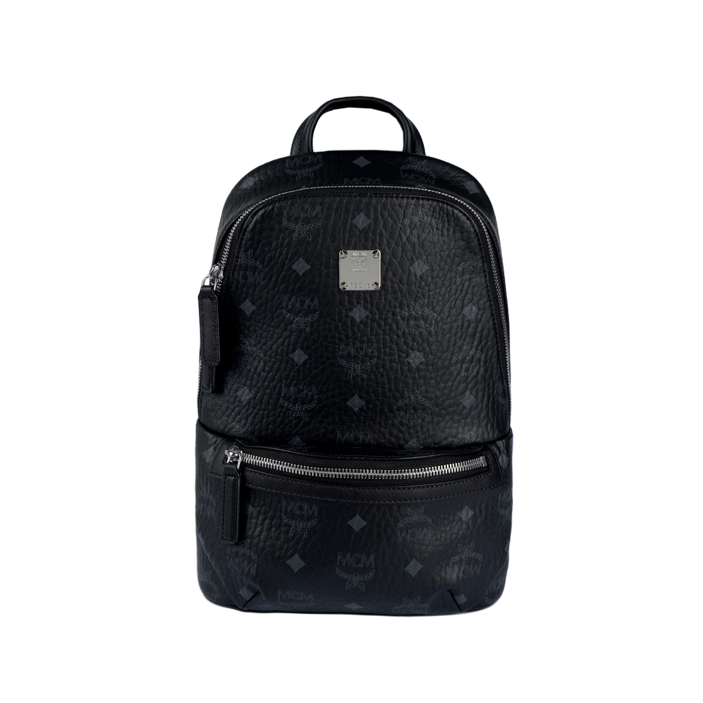 MCM Klassik Visetos Leather With Fabric Handbag Men's Black