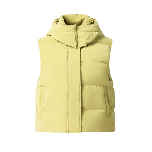 FILA Emerald Down Vests Women's Avocado Yellow Hooded Moderate Other