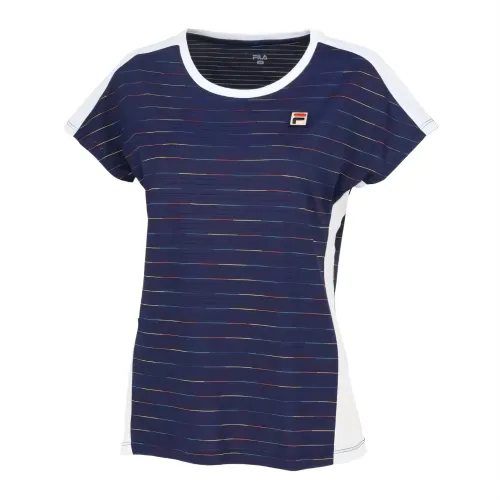 FILA Tennis Tops Women's Navy Blue Crew Neck Moderate