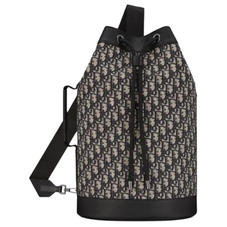 DIOR Cow Leather Bucket Bag Crossbody Bag Men's Beige & Black