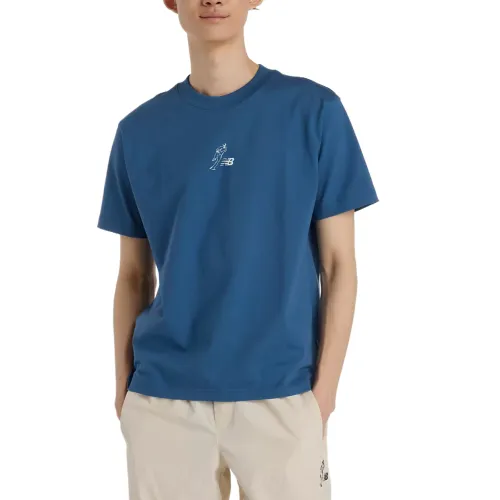 New Balance T Shirts Men's Blue Crew Neck