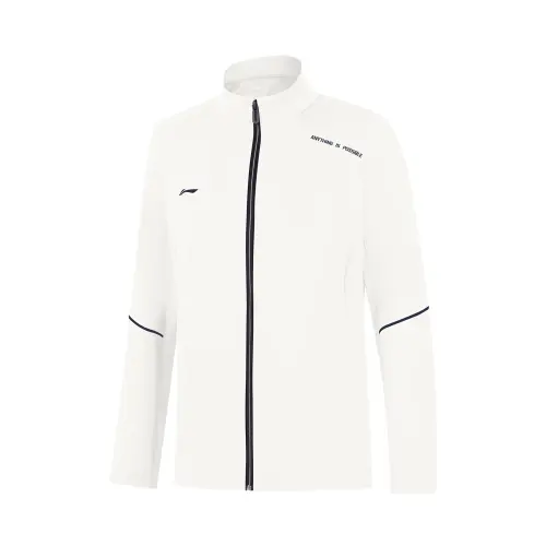Li Ning Sweatshirts Women's Ivory Stand Collar Moderate Cardigan