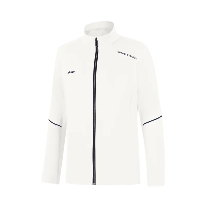 Li Ning Sweatshirts Women's Ivory Stand Collar Moderate Cardigan