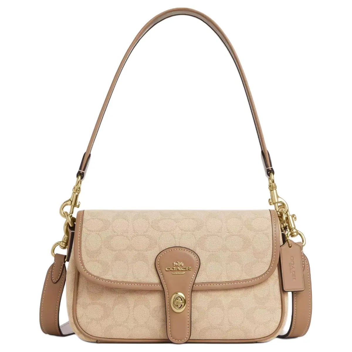COACH Hadley Fabric Portable Crossbody Bag, Shoulder Bag Medium Women's Dark Natural