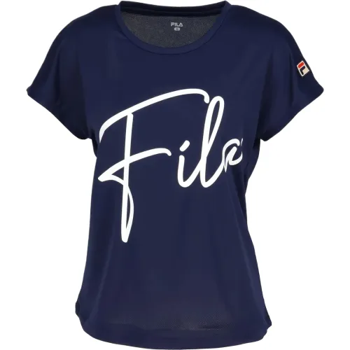FILA Tennis Tops Women's Marine Blue Crew Neck Moderate