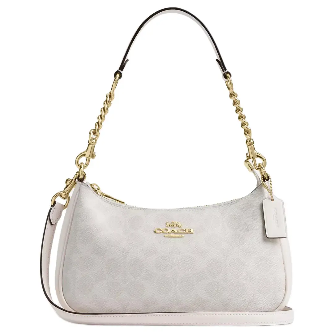 COACH Teri Artificial Leather Crossbody Bag, Shoulder Bag Medium Women's Chalk White