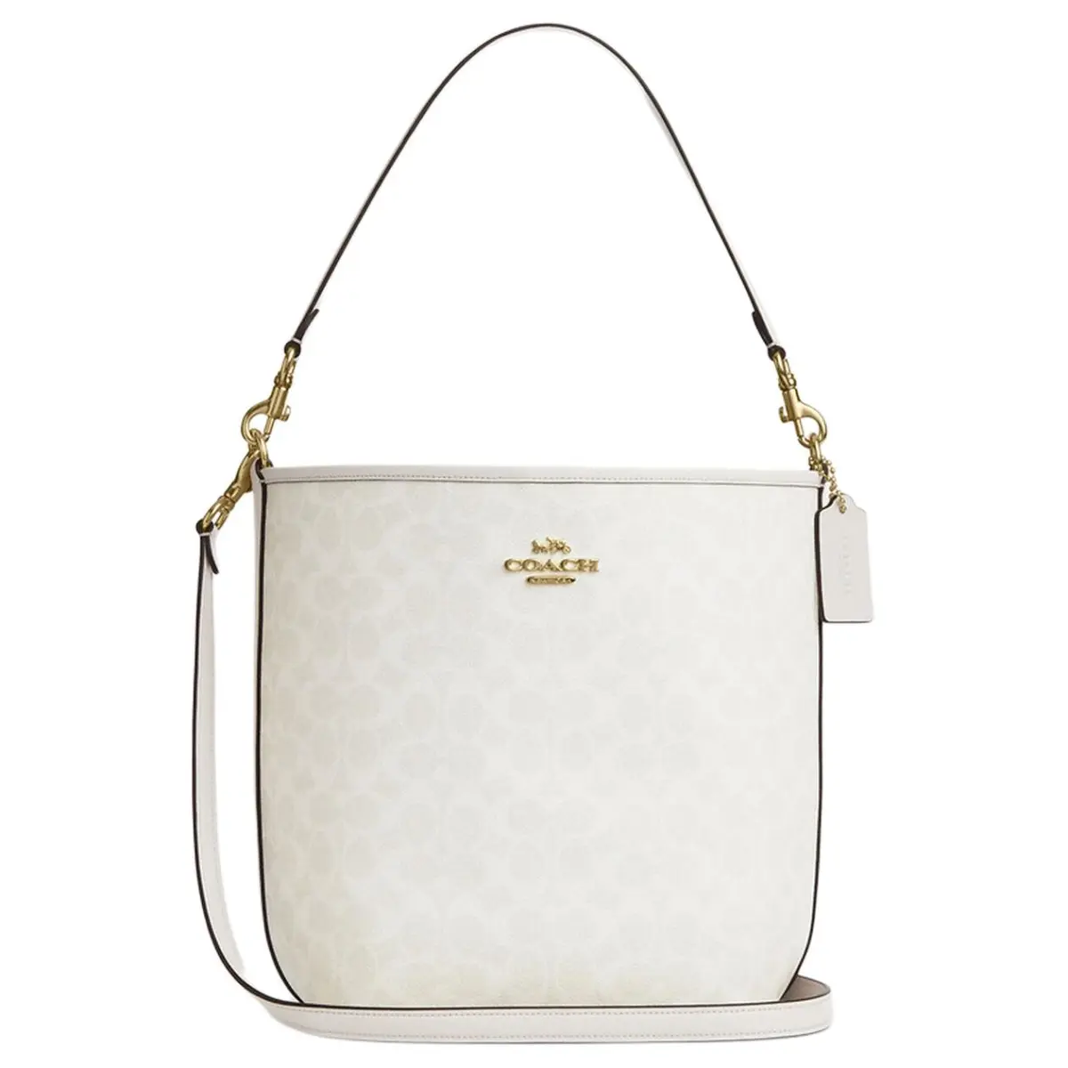 COACH City Bucket Artificial Leather Bucket Bags Crossbody Bag, Shoulder Bag Large Women's Chalk White
