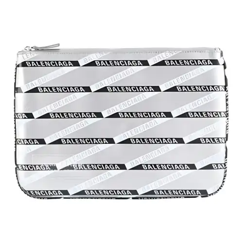 Balenciaga Cow Leather Clutch Regular Women's Silver