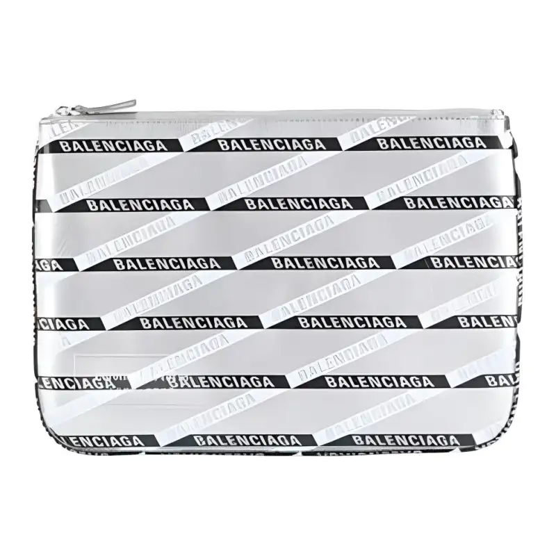 Balenciaga Cow Leather Clutch Regular Women's Silver