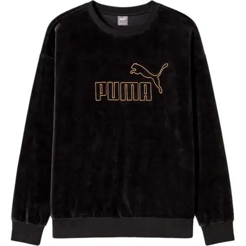 PUMA Sweatshirts Women's Black Crew Neck Moderate Straight Fit