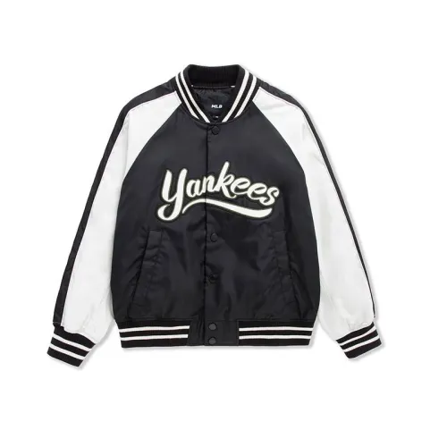 MLB New York Yankees FW/AW25 stand-up collar contrasting color quilted long-sleeved baseball uniform, same style for men and women