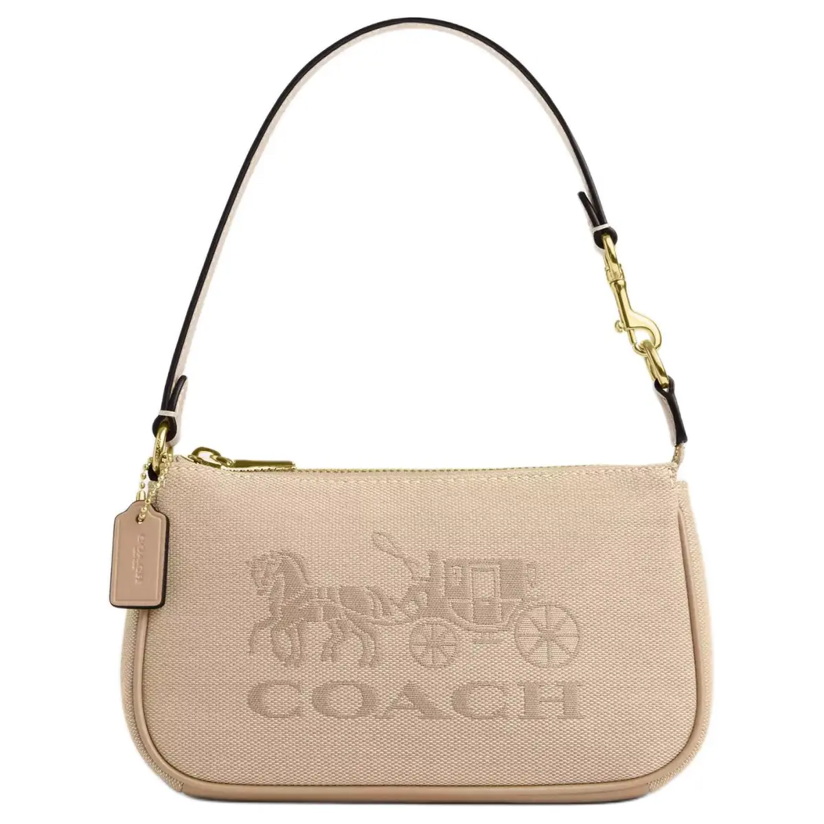 COACH Nolita Canvas With Leather Handbag, Shoulder Bag Small Women's Deep Natural Mixed Color