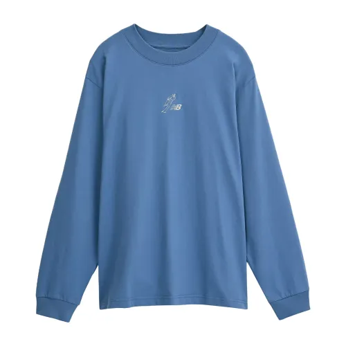 New Balance Sweatshirts Men's Blue Crew Neck Moderate Regular