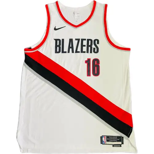 Nike NBA Player Edition Commemorative Trail Blazers Yang Hansen No. 16 Home Knitted V-Neck Basketball Vest Men's Style