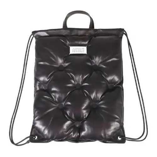 Maison Margiela Solid Color Pu Backpack Unisex Black