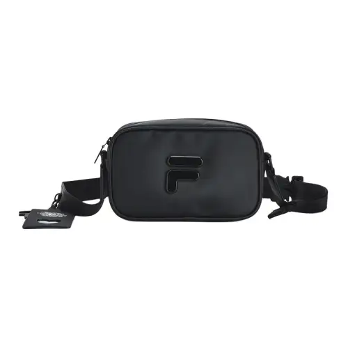 FILA FUSION Zip Closure PVC Camera Bag, Crossbody Bag Regular Unisex Black