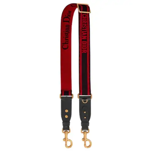 DIOR Embroidery With Calfskin Bag Straps Women's Red & Black