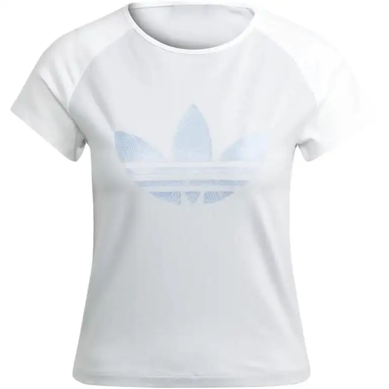 Adidas Originals T Shirts Women's White Blue Crew Neck Moderate Straight Fit