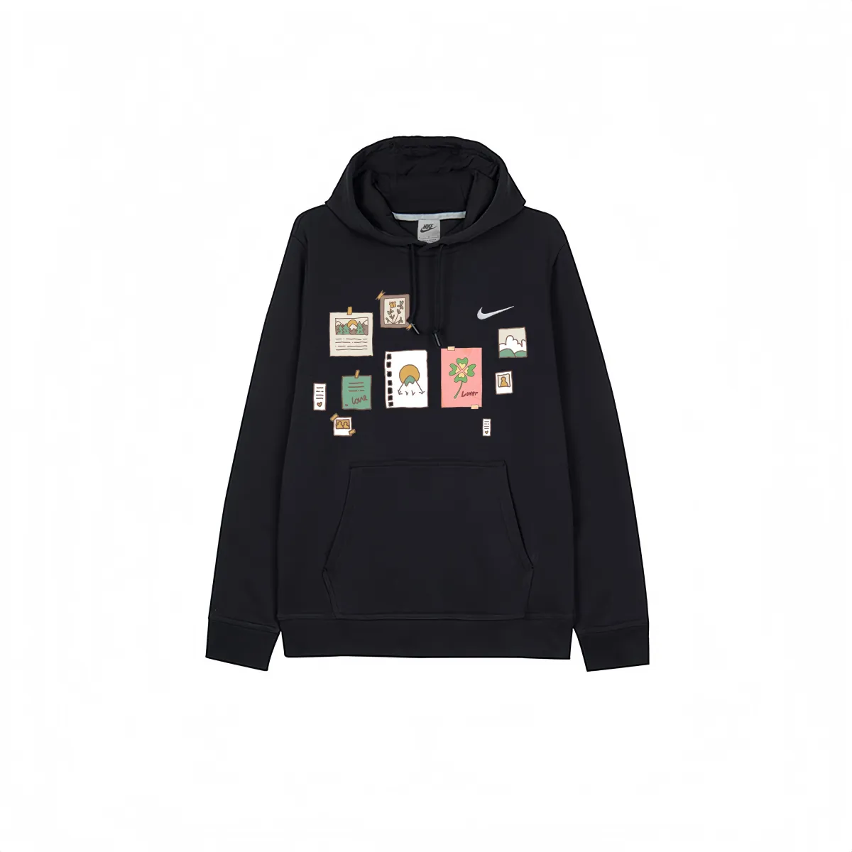 Nike Letter Lifestyle Fragment Yiido Graffiti Print Loose Fit Casual Fleece Lined Hooded Comfortable Long Sleeved